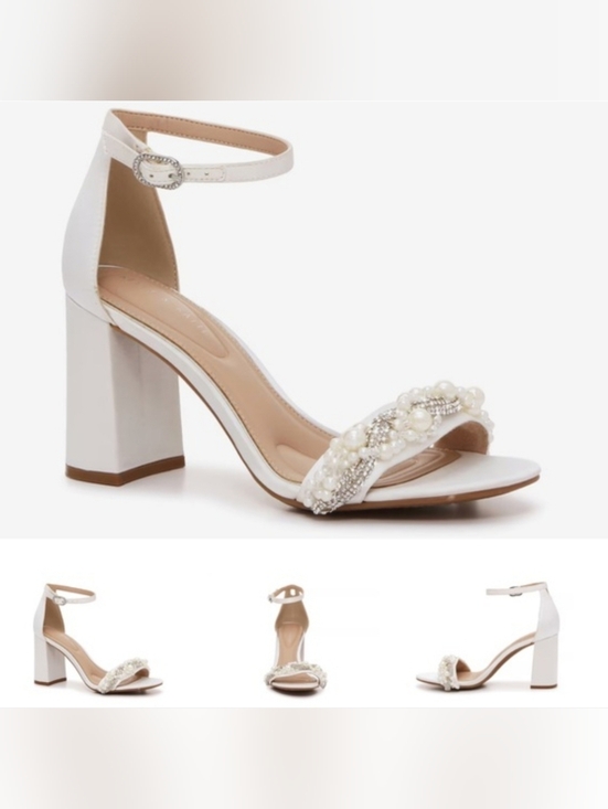 Kelly & Katie Shoes - Kelly & Katie Drema Sandal - white bridal heel Size 9